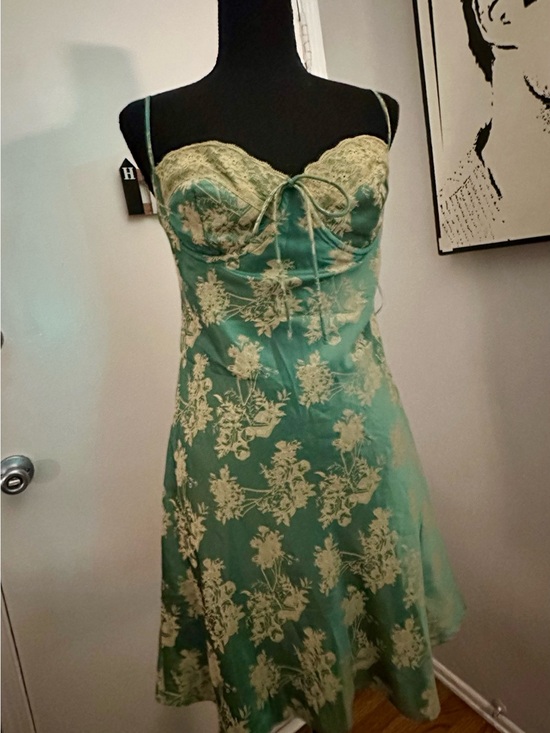 Cotton Candy Dresses & Skirts - NWT Cotton Candy Green Satin Slip Dress with Cream Lace